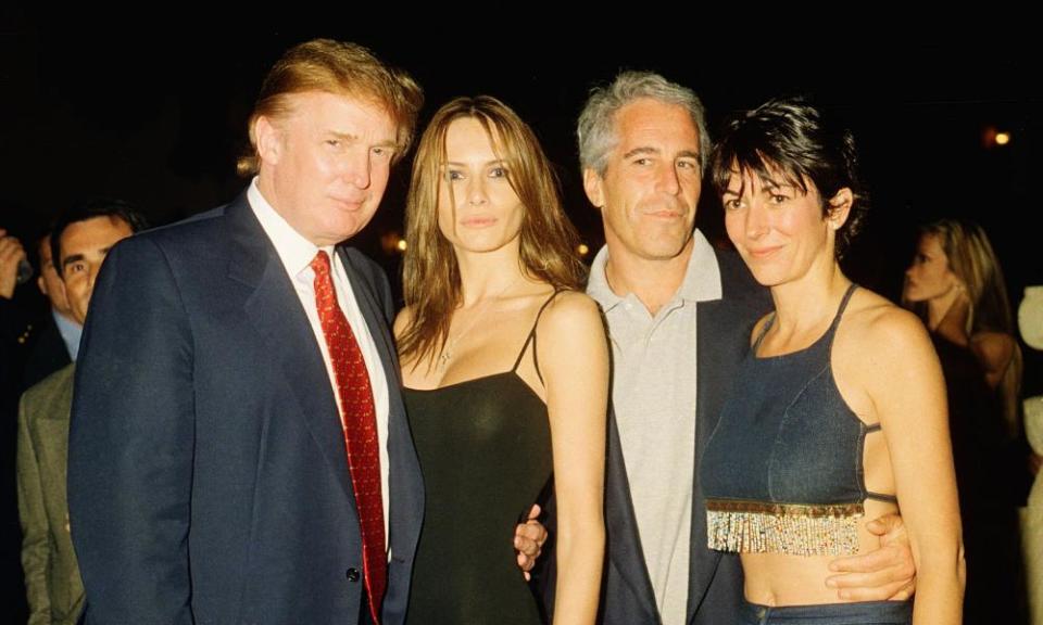 Donald and Melania Trump, then Knauss, with Epstein and Maxwell at Mar-a-Lago in 2000.