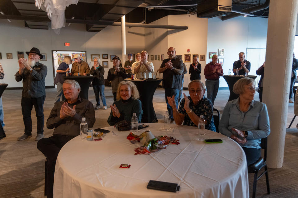Members of the Amarillo art community turn out for the "Music Friendly Texas Community" ceremony Monday at Arts in the Sunset in Amarillo.