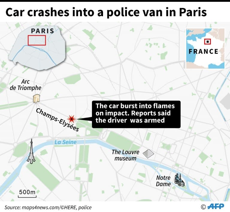 The attack took place on the world-famous Champs Elysees avenue