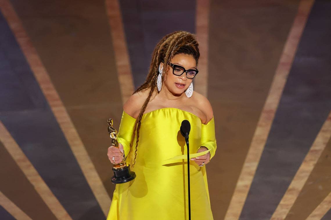 Ruth Carter on stage during the 95th Academy Awards at the Dolby Theatre on Sunday, March 12, 2023, in Hollywood.