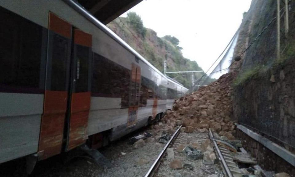 Scene of train derailment in Catalonia