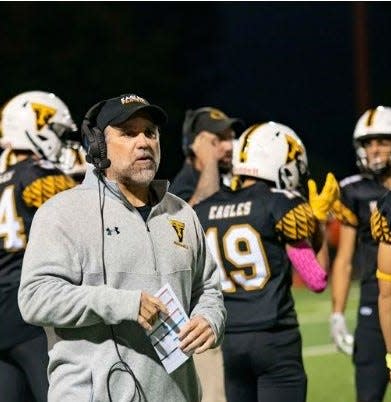 Chris Tedford, shown here coaching for Thompson Valley, has been hired as the new Fossil Ridge High School football head coach