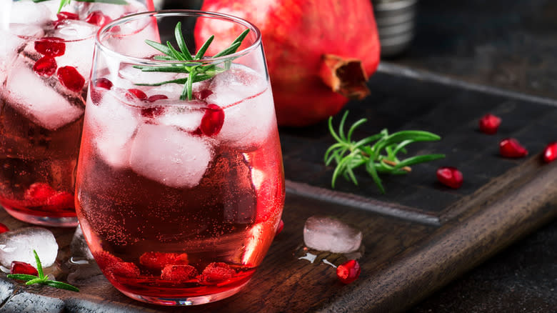 Cranberry grenadine cocktail close-up