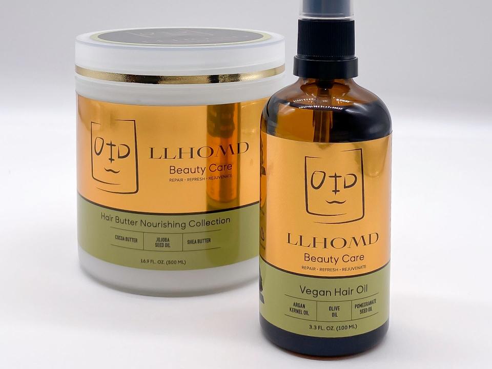 Products in the LLHOMD beauty line.