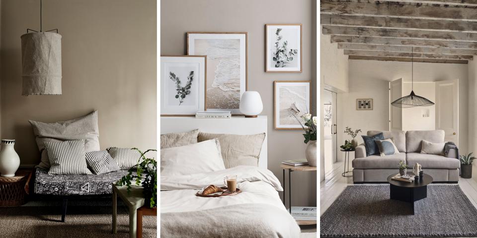 <p><strong>Whilst <a href="https://www.housebeautiful.com/uk/decorate/looks/tips/g249/grey-colour-schemes-stylist-tips/" rel="nofollow noopener" target="_blank" data-ylk="slk:grey;elm:context_link;itc:0;sec:content-canvas" class="link ">grey</a> is the arguably the most popular neutral in interior design today, 'greige,' a combination of grey and beige, is being favoured more and more for its capacity to warm up an all-over grey design scheme. Greige is really the best of both worlds, combining the cooler and more placid look of true grey with the warming nature of beige. </strong> </p><p>Greige is nothing new to the design world, in the 1980s, Giorgio Armani became known as 'the king of greige' for his abundant use of the colour in his designs. But a proliferation of greige <a href="https://www.housebeautiful.com/uk/decorate/walls/a39557917/paint-colour-chart/" rel="nofollow noopener" target="_blank" data-ylk="slk:paint;elm:context_link;itc:0;sec:content-canvas" class="link ">paint</a> is moving the trend to the fore. </p><p>COAT sells a ready-made <a href="https://coatpaints.com/products/greige-pack-1" rel="nofollow noopener" target="_blank" data-ylk="slk:Greige swatch pack;elm:context_link;itc:0;sec:content-canvas" class="link ">Greige swatch pack</a> with five of their most popular greige paints. 'A top colour for <a href="https://www.housebeautiful.com/uk/decorate/living-room/a40321497/6-tips-for-creating-the-ultimate-summer-entertaining-space/" rel="nofollow noopener" target="_blank" data-ylk="slk:summer decorating;elm:context_link;itc:0;sec:content-canvas" class="link ">summer decorating</a> projects is Tuesday’s Child, a graceful light greige, with a slight green undertone, which is natural and bright, bringing that <a href="https://www.housebeautiful.com/uk/decorate/a30490910/biophilic-design/" rel="nofollow noopener" target="_blank" data-ylk="slk:biophilic;elm:context_link;itc:0;sec:content-canvas" class="link ">biophilic</a> feel to the room,' says COAT Paints’ Colour Curator, Aaron Markwell. </p><p>Greige is certainly not the most difficult colour to use in your home, but its application can take some getting used to – using grey or beige independently is as easy as it gets, but marrying the two and striking a balance between cool and warm design schemes comes with some challenges. </p><p>'How you dress the room is really important in making neutral schemes sing,' says Aaron. 'Upholstery in slightly deeper tones than the walls adds grounding and subtle contrast that looks really considered. When choosing accents like cushions and artwork, use a bolder version of your neutral colour. For example Coffee browns for taupe schemes or olive greens for greige schemes like Tuesday's Child.'<br></p><p>Read on for 13 ways to use greige in your home...<br></p>