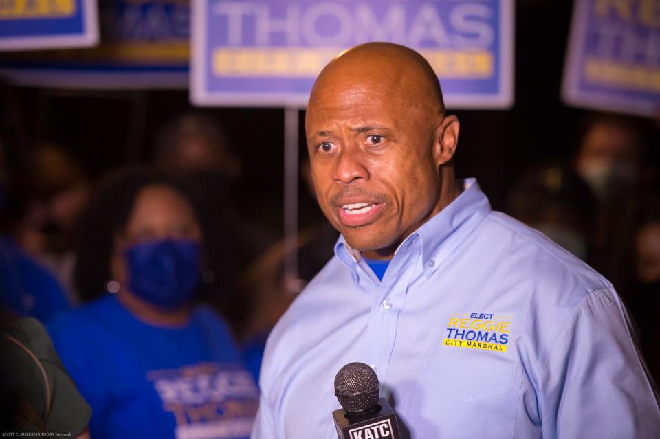 Reggie Thomas with family and friends on election night. December 5, 2020.