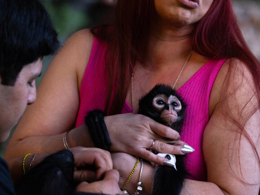 antiel Emilio Zuniga, left, 15, helps his mother Zulma 