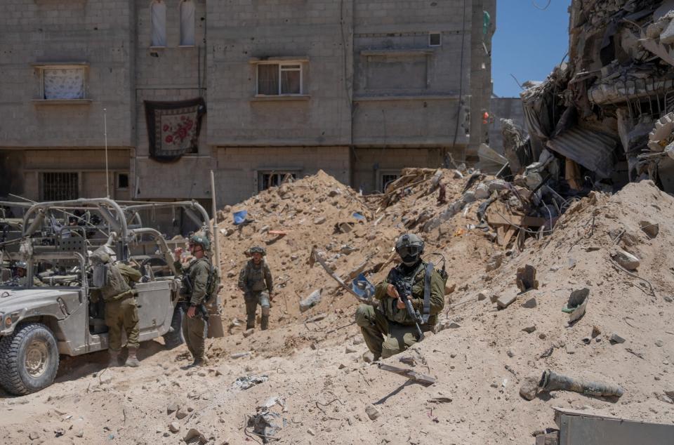 Israeli soldiers operate in southern Gaza on July 3.