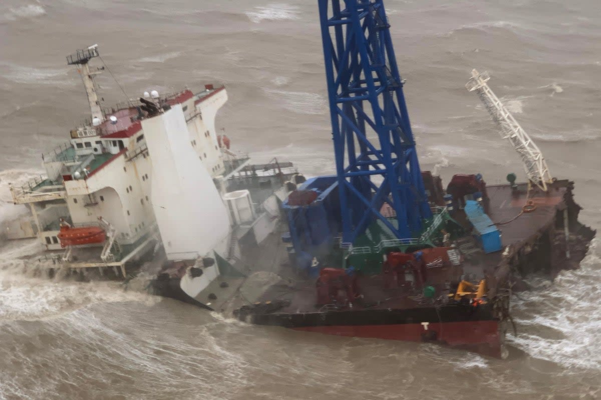 Just three of the 30 workers onboard have been rescused to far  (AFP )