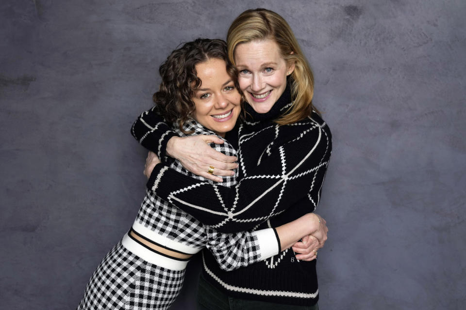 Laura Chinn, left, and Laura Linney pose for a portrait to promote their film "Suncoast" during the Sundance Film Festival on Sunday, Jan. 21, 2024, in Park City, Utah. (Photo by Charles Sykes/Invision/AP)