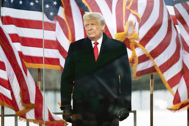 <p>BRENDAN SMIALOWSKI/AFP/Getty</p> President Donald Trump speaks to his supporters near the White House on Jan. 6, 2021