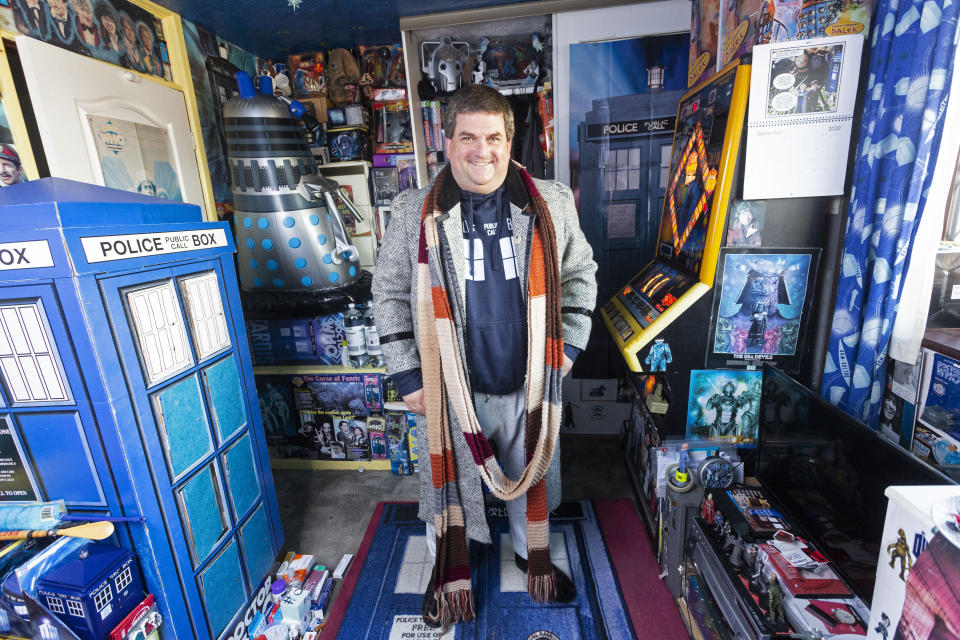 A Doctor Who superfan has laid claim to having the world’s largest collection of the show’s memorabilia - after spending over £100,000 on “at least a million” items. Brian Mattocks, 50, says he became “obsessed” with the hit BBC series after watching an episode in 1979 which ended on a cliffhanger - and he hasn’t missed an episode since. His loving parents bought the then nine-year-old boy a Dalek action figure which kickstarted his lifelong passion for collecting items from the show. Daleks are a fictional extraterrestrial race of mutants which are found in the series which has been running on BBC One since 1963. A Welsh schoolgirl, Lily Connors, recently bagged a Guinness World Record after amassing 6,641 Doctor Who items. Devoted Brian believes his "shrine" could easily beat but it would “take months to count”.