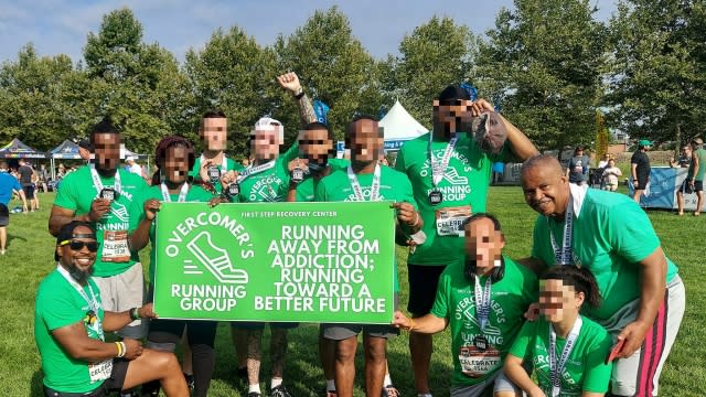 The Overcomer's Running Group before the Grandview Yard race.