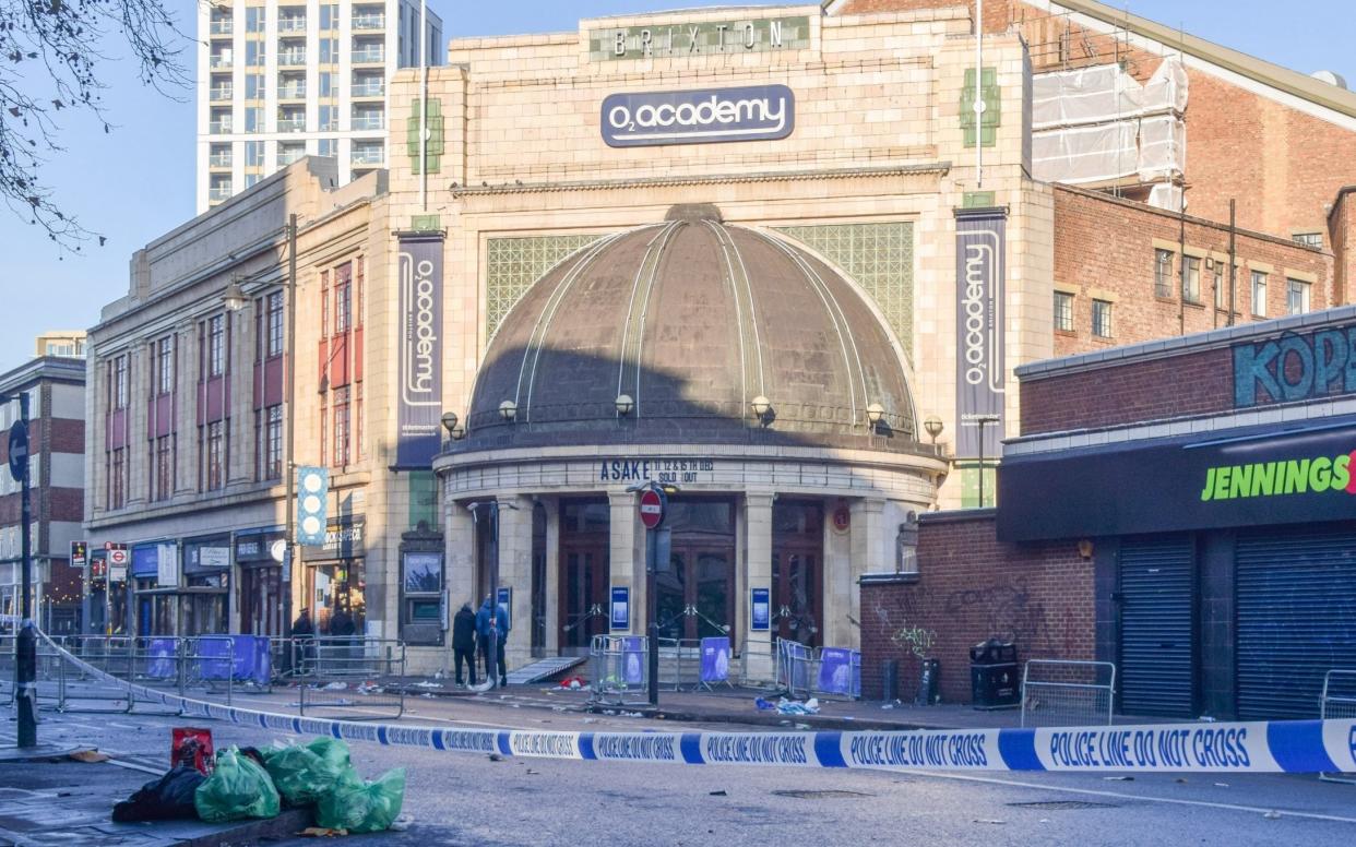 A police cordon seen outside the O2 Academy Brixton on the morning after the crush - Vuk Valcic/SOPA Images/LightRocket via Getty Images