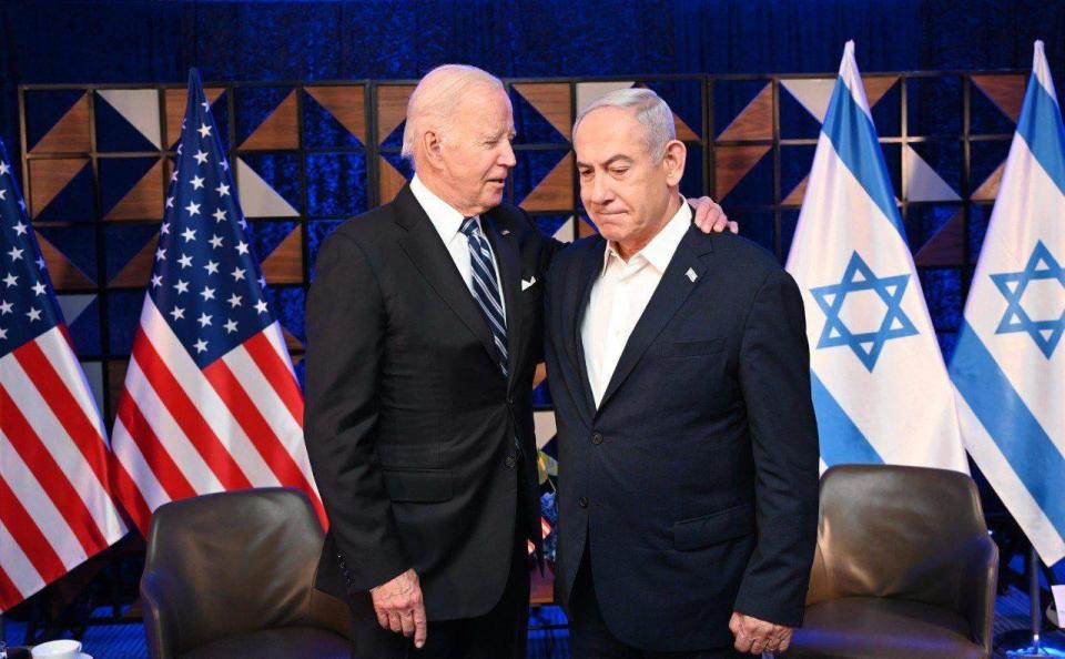 Joe Biden y Benjamin Netanyahu reunidos en Tel Aviv, Israel, el 18 de octubre de 2023. 