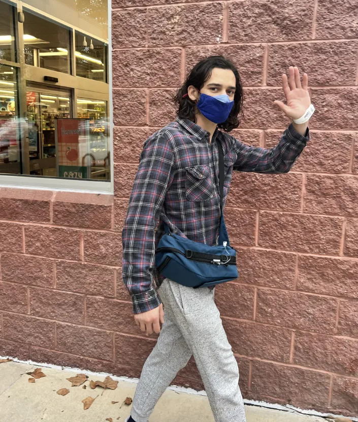 Brendan Menapace's last chemotherapy treatment lasted for 46 hours and he carried it around in a fanny pack. (Courtesy Brendan Menapace)