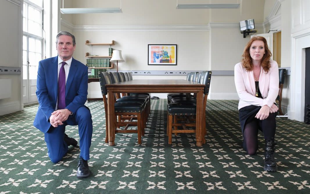 Keir Starmer and Angela Rayner take the knee