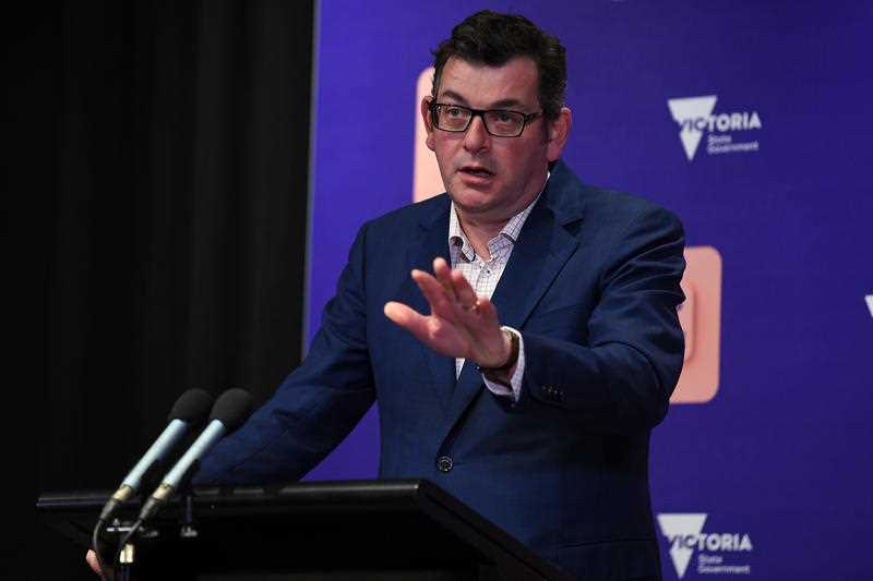 Victorian Premier Daniel Andrews speaks to the media.