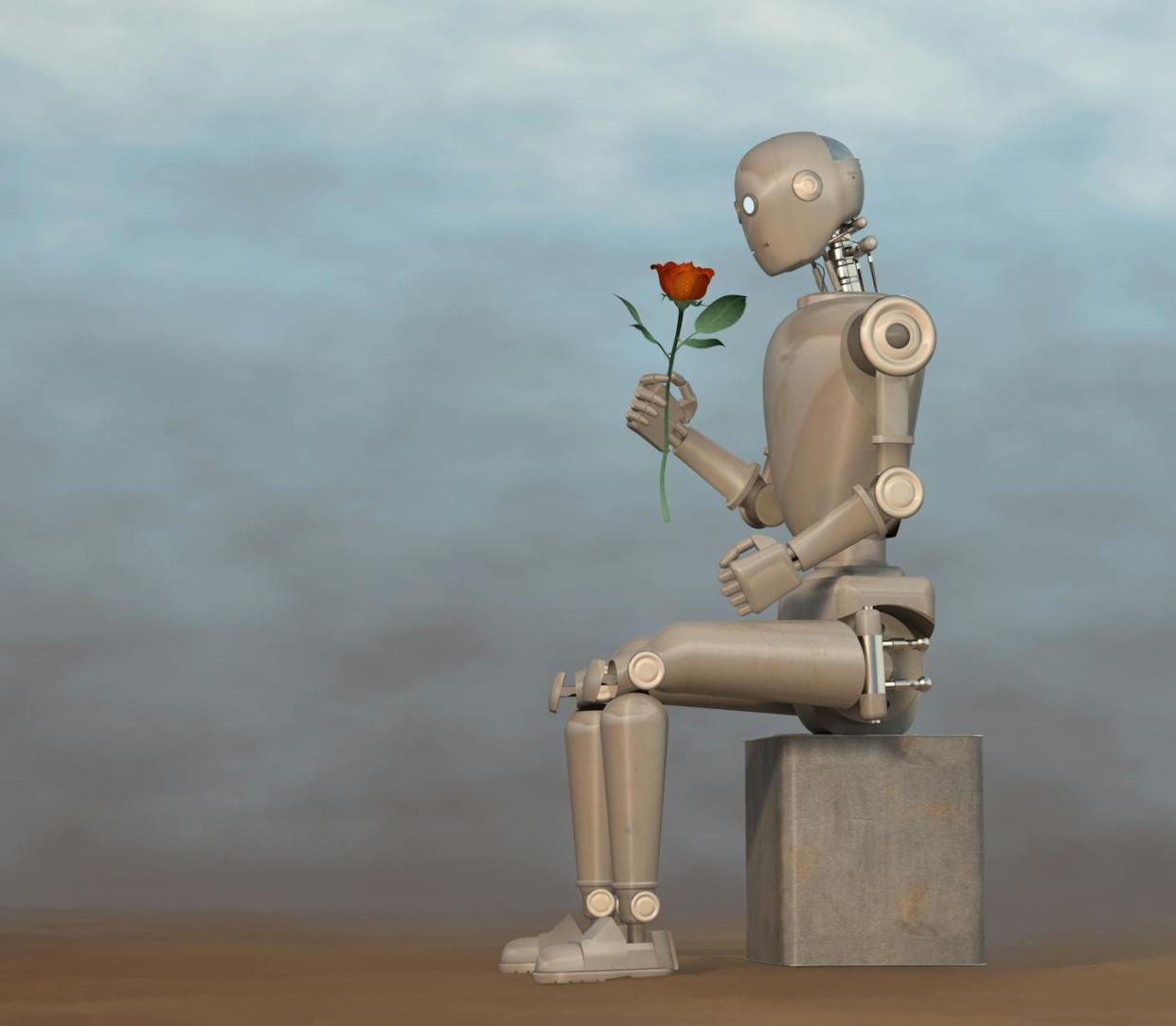 A rose by any other name would not smell as sweet to a robot. <a href="https://www.gettyimages.com/detail/photo/robot-looking-at-red-rose-royalty-free-image/518701825" rel="nofollow noopener" target="_blank" data-ylk="slk:estt/iStock via Getty Images;elm:context_link;itc:0;sec:content-canvas" class="link ">estt/iStock via Getty Images</a>