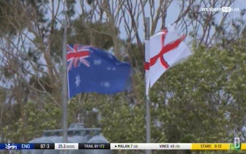 Windy at Perth, groundstaff getting ready - Credit: BT Sport 1