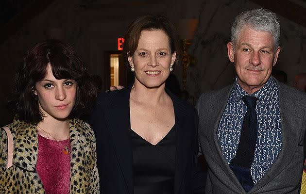 Family first: Sigourney with husband Jim Simpson and their daughter Charlotte. Source: Getty