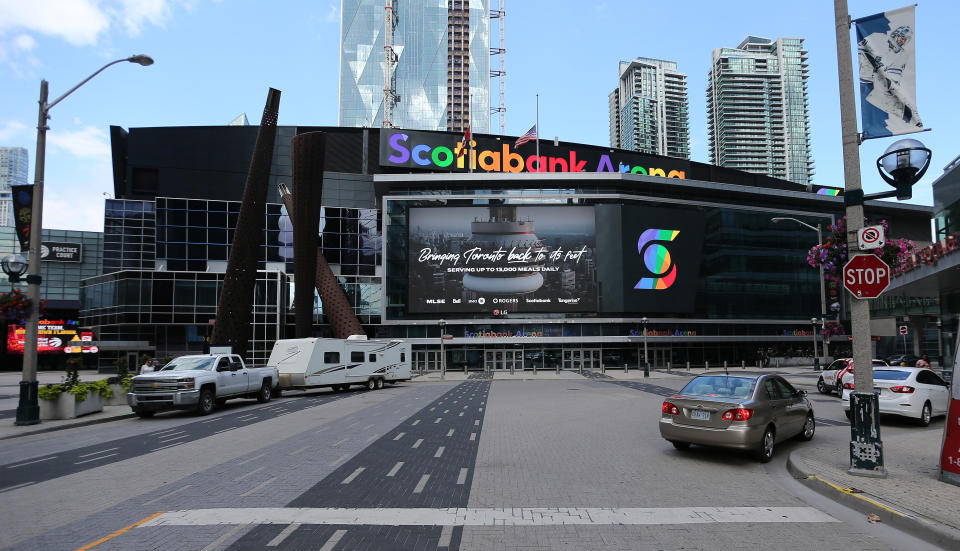 TORONTO, ON- JUNE 30  - Scotiabank Arena, home of the Toronto Maple Leafs is still in the running to see professional hockey as Toronto remains in the running to be one of the NHL hub cities. Toronto moves into phase two with the rest of Ontario as the province tries to slow the spread of COVID-19  in Toronto. June 30, 2020.        (Steve Russell/Toronto Star via Getty Images)