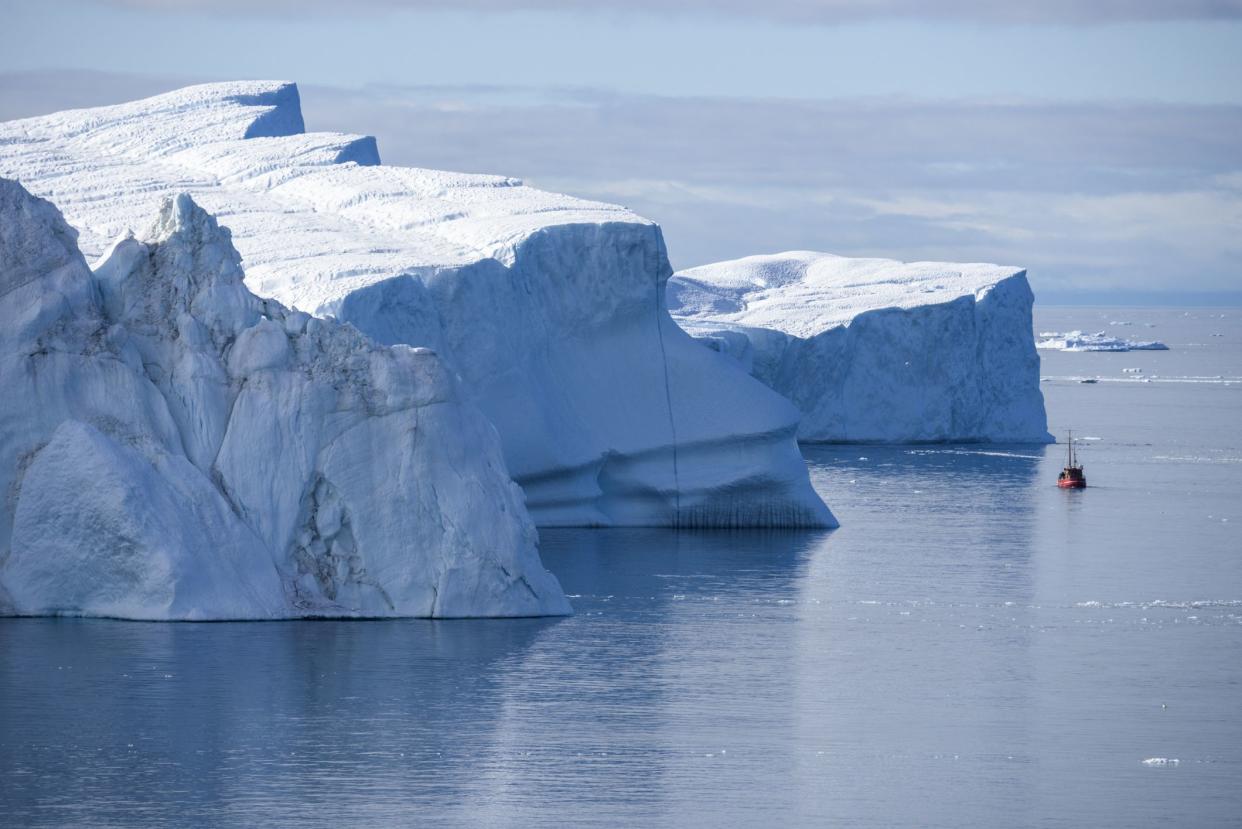 Icebergs in the Disko Bay at the end of the Ilulissat Icefjord.