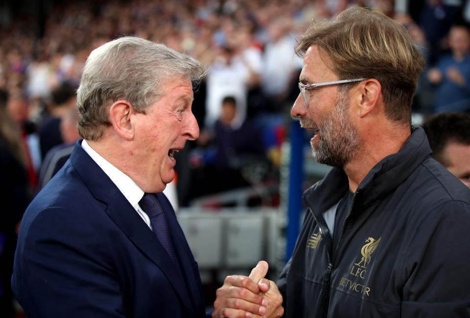 Crystal Palace manager Roy Hodgson (left) and Liverpool manager Jurgen Klopp.