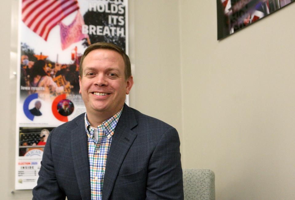 Jason Brummond, publisher of The Daily Iowan, poses for a portrait Monday, Feb. 12, 2024 in Iowa City, Iowa.