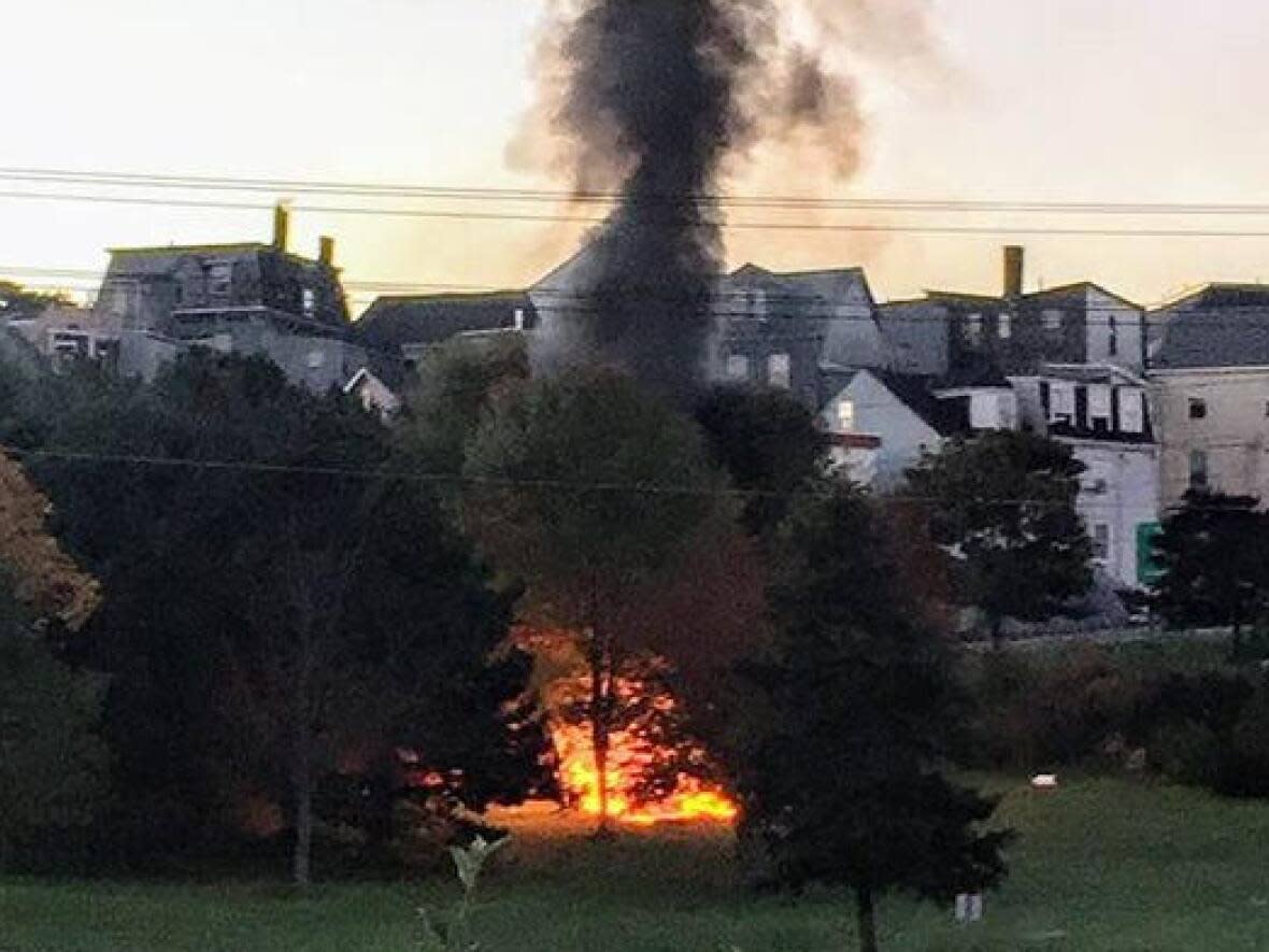 The fire at a Garden Street tent encampment is still under investigation, according to Staff Sgt. Sean Rocca from the Saint John Police.   (Dave Nickerson - image credit)