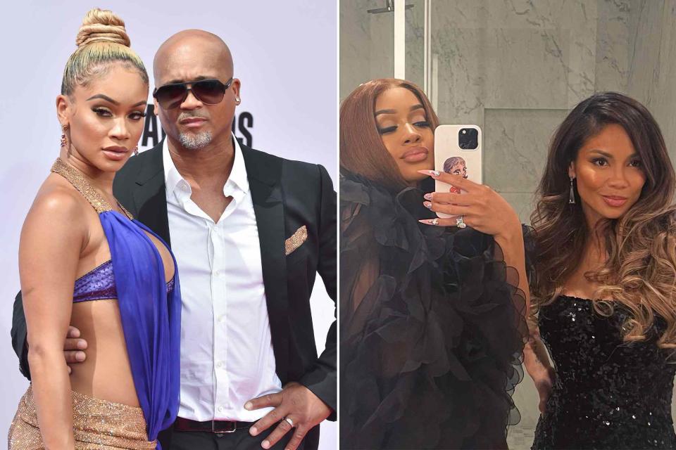 <p>Aaron J. Thornton/Getty ; Saweetie Instagram</p> Left: Saweetie and her father Johnny Harper attend the 2021 BET Awards on June 27, 2021 in Los Angeles, California. Right: Saweetie and her mom Trinidad Valentin.