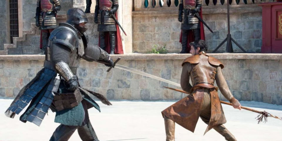 <p>HBO</p><p>One of the most significant deaths in <em>Game of Thrones</em>’ history. In fact, you might remember exactly where you were when it happened. It sees Tyrion choose champion Oberyn Martel to represent him in a trial by combat against the monstrous figure of The Mountain. Oberyn is getting the better of the 6' 9", 400lb behemoth until he’s suddenly tripped up and mounted, with The Mountain plunging his thumbs into Oberyn’s sockets. Yes, anyone can die at any time in <em>Game of Thrones</em>, as if audiences needed a reminder.</p>