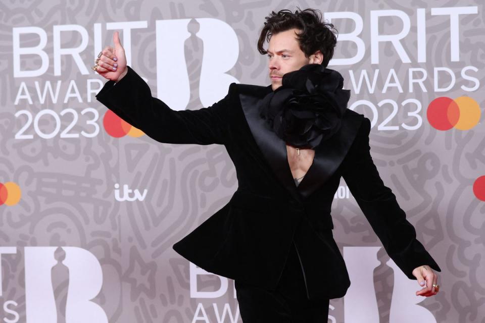 Harry Styles at the 2023 BRIT Awards  (AFP via Getty Images)