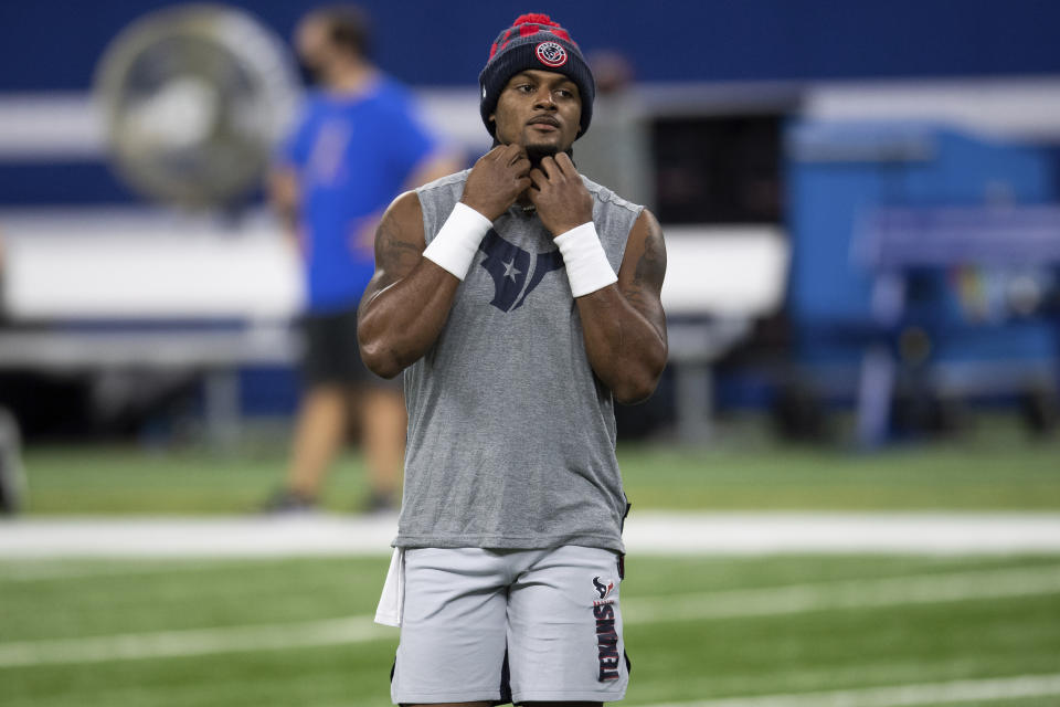 A grand jury has declined to criminally indict Deshaun Watson, but there are still serious considerations for any potential trade suitors. (AP Photo/Zach Bolinger)