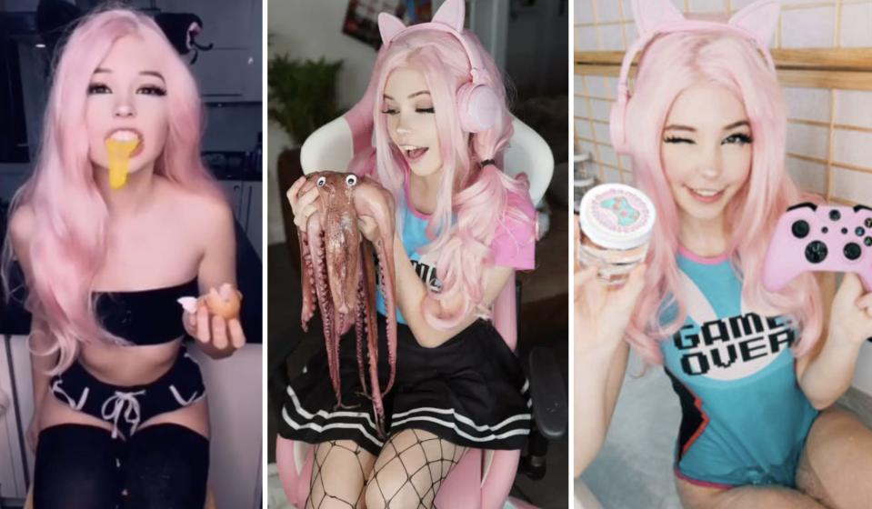 Belle Delphine's early stunts included eating a raw egg and playing with a dead octopus on Instagram, and later selling her used bathwater.