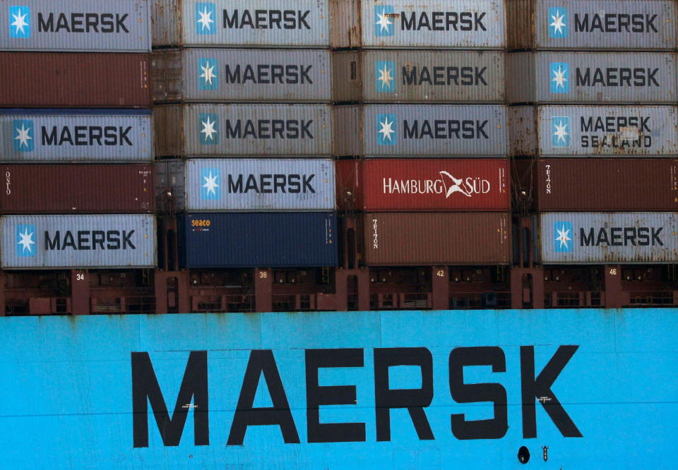 Shipping containers are transpoted on a Maersk Line vessel through the Suez Canal in Ismailia, Egypt July 7, 2021. Picture taken July 7, 2021. REUTERS/Amr Abdallah Dalsh