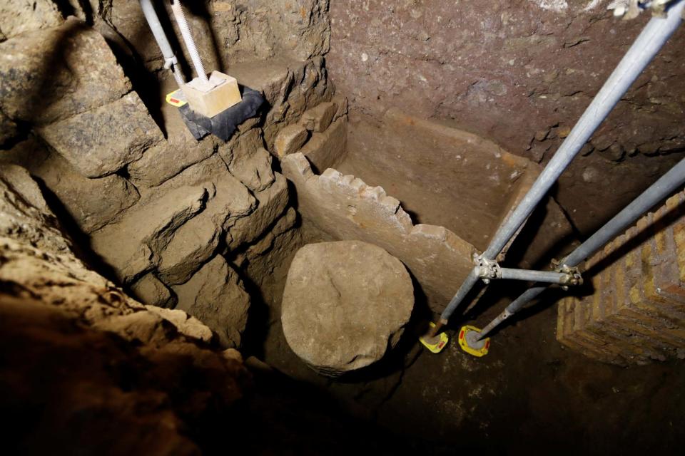 The ancient sarcophagus believed to be dedicated to Romulus was found in the Roman Forum (REUTERS)