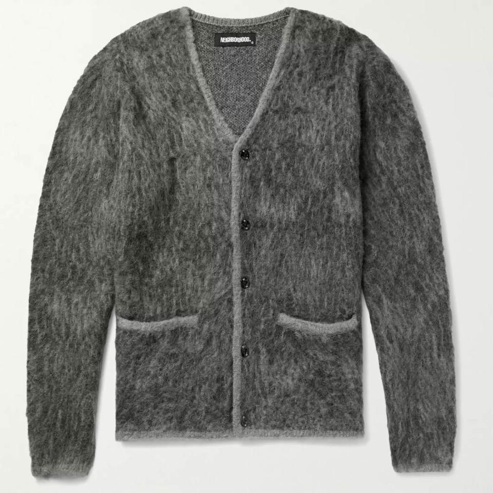 Mélange Textured-Knit Cardigan