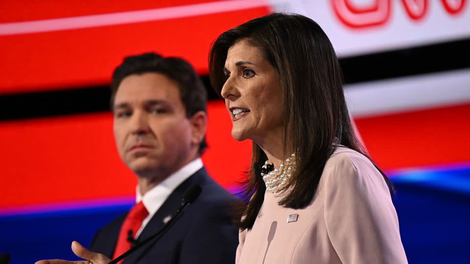 Nikki Haley answers a question during the debate. - Will Lanzoni/CNN