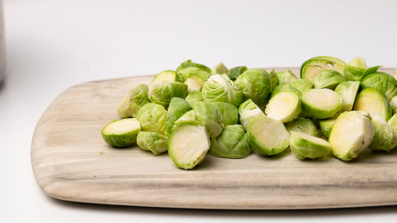 Brussels sprouts on cutting board