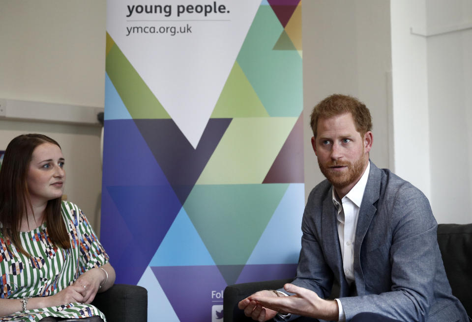 Prince Harry at a youth mental health discussion on April 3 at a YMCA in London, where he declared that&nbsp;&ldquo;social media is more addictive than drugs and alcohol.&rdquo; (Photo: WPA Pool via Getty Images)