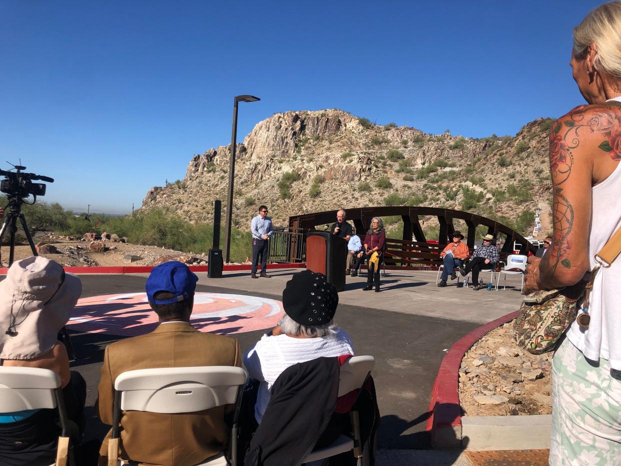 Ernest Martinez, chairman of Piestewa Fallen Heroes Memorial Ceremony, talked about the impact Lori Ann's death had on the community on Friday, Oct. 4, 2019.