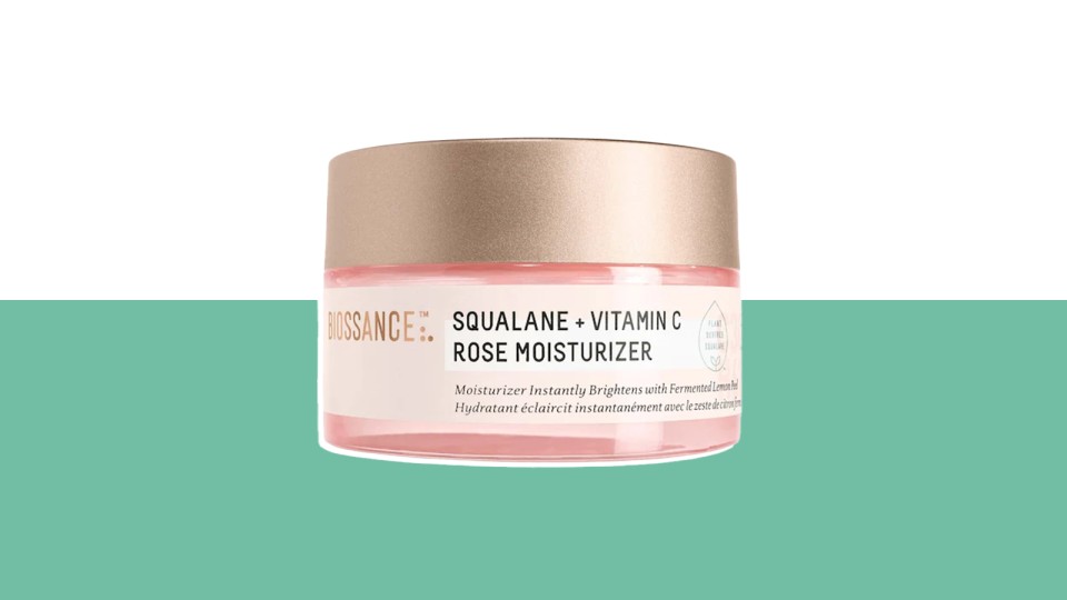 Brighten and hydrate skin simultaneously with the Biossance Squalane + Vitamin C Rose Moisturizer.