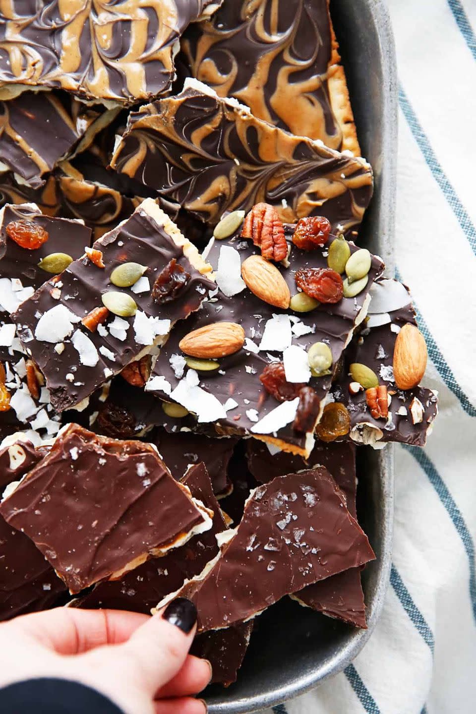 chocolate matzo with nuts