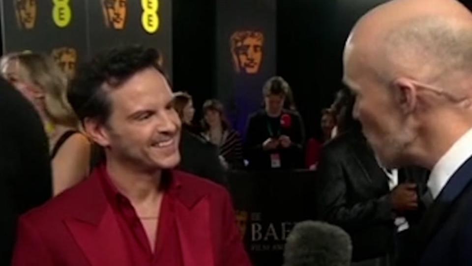 Andrew Scott and BBC journalist Colin Paterson (BBC News)