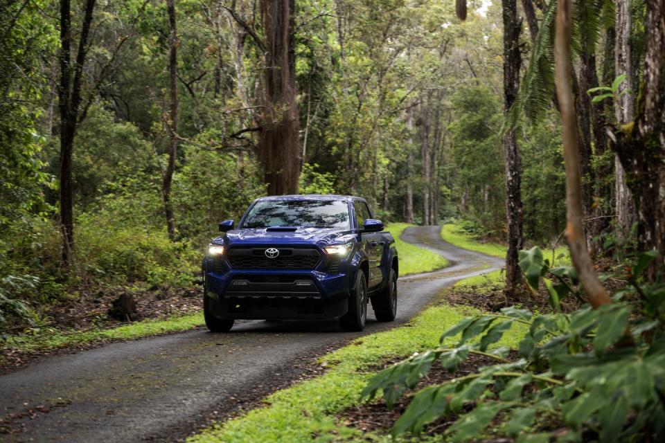 collection of 2024 toyota tacoma press images highlights trd sport, limited, and trd prerunner trim levels