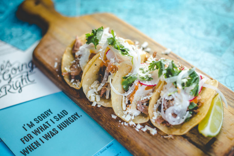 Mini tacos are on the menu at Punch Bowl Social. [Photo credit: Amber Boutwell, Punch Bowl Social]