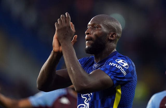 Romelu Lukaku applauds the fans 