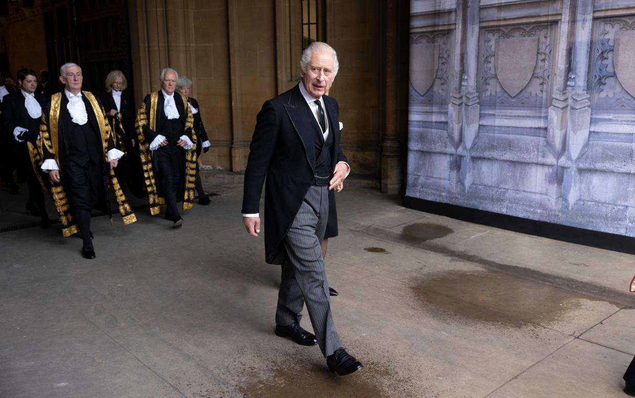 King Charles III leaves the Palace of Westminster