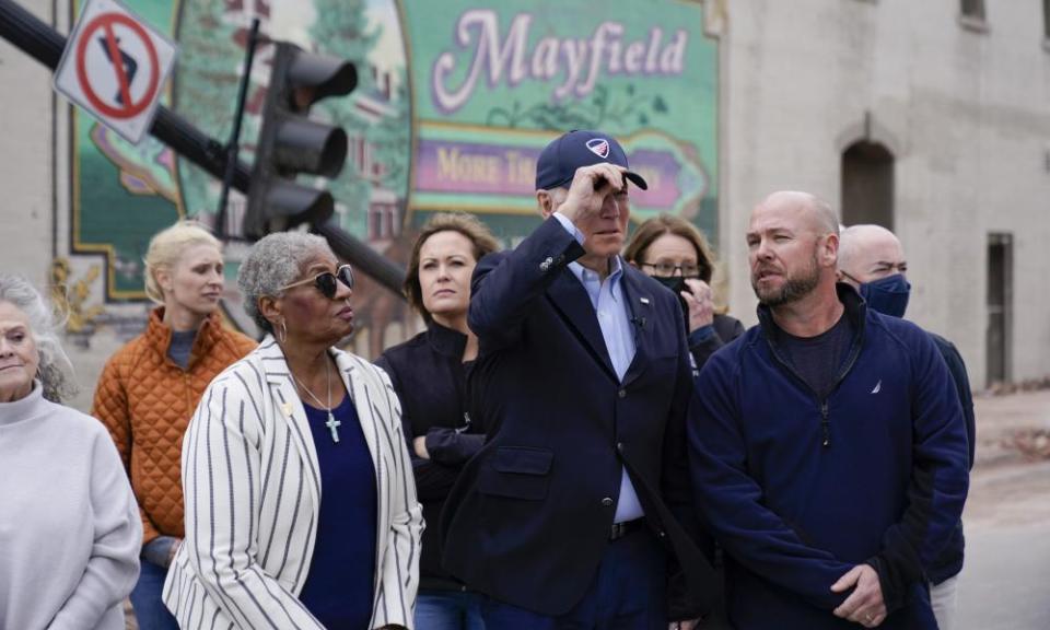 Joe Biden in Mayfield, Kentucky Wednesday.